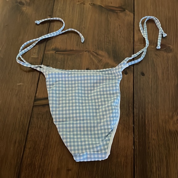 Andies Swim The String Bottom Womens L Light Blue White Gingham Pattern … - Picture 10 of 11